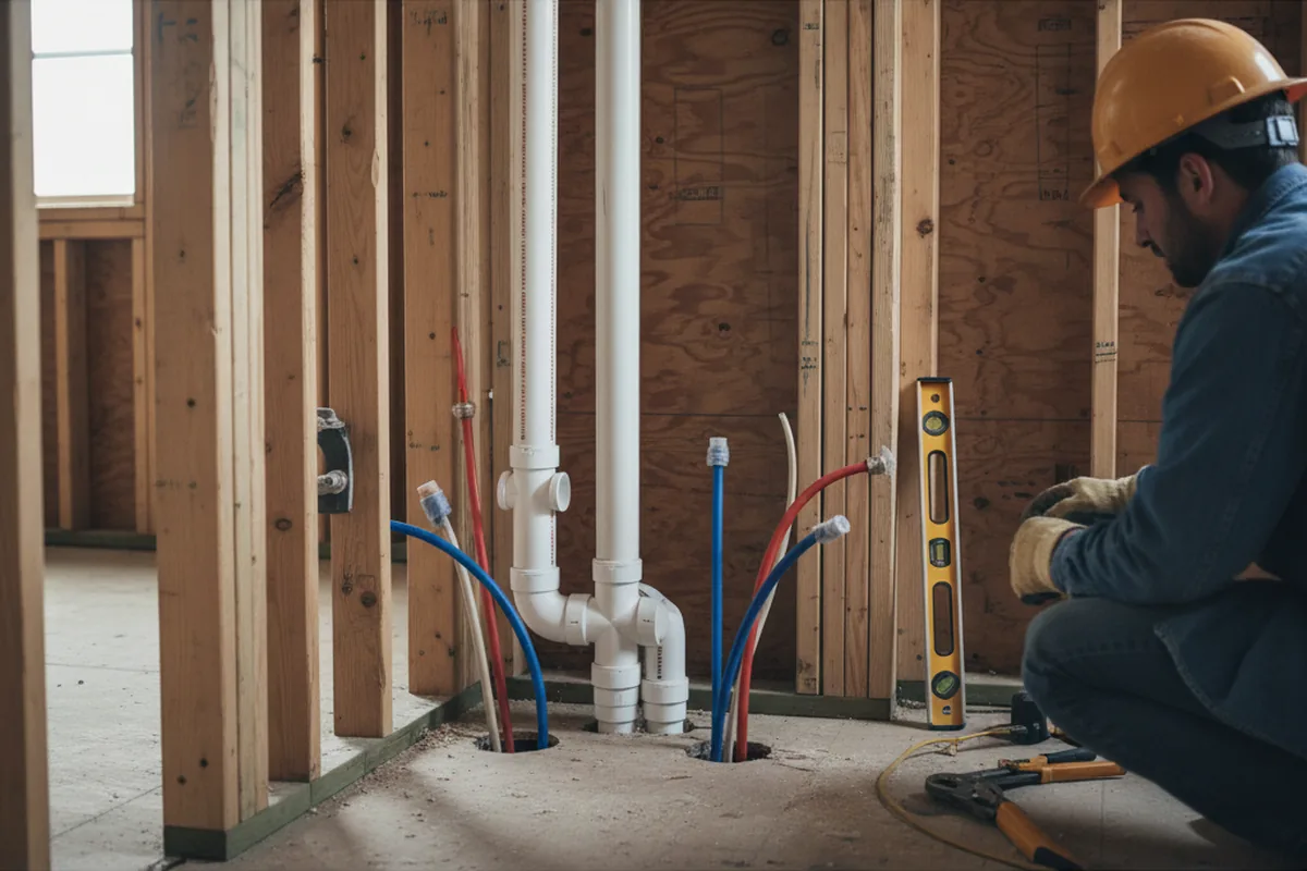 Drain and supply rough-in during Toilet Repair and Installation in Rancocas