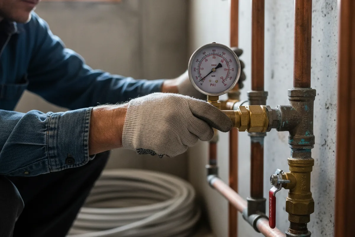 Pressure testing a repaired line during Water Line Repair in Rancocas